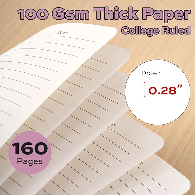 deli 6 Pack Lined Spiral Journal Notebook, 160 Pages, A5 (5.5"x8") Hardcover Writing Notebook, College Ruled Spiral Bound Journal for Women & Men - Perfect for Work, School, Office & Note Taking