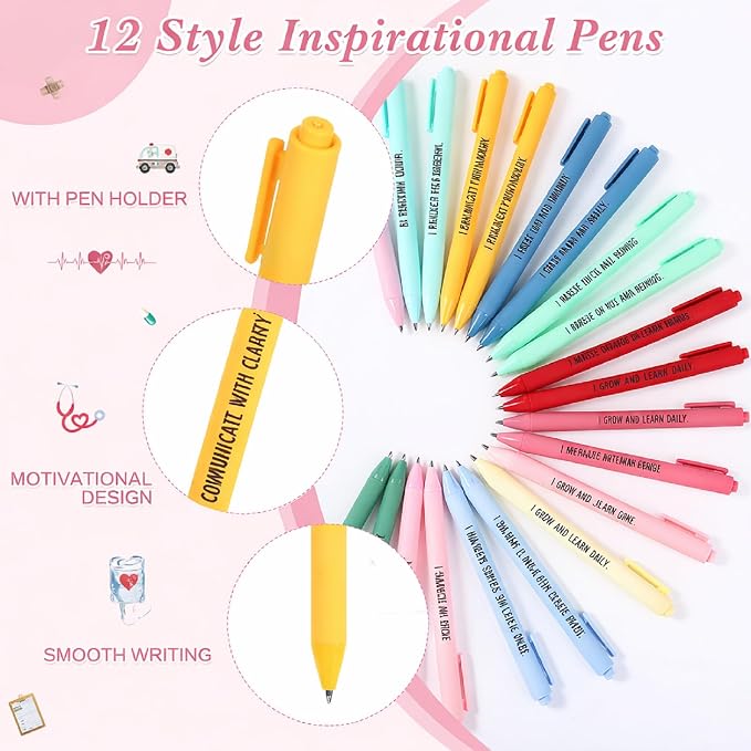 Mooliwe 24 Pcs Positive Affirmation Gift Set Gratitude Notebooks with Pens Small Bags Motivational Encouragement Notepads Daily Affirmations Journal for Women Stress Relief Self Care (Nurse)