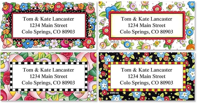 Colorful Images Return Address Labels, 144 | Mary's Blossoms, 144 Count, Self-Adhesive on Flat-Sheet Labels, Customize with Name & Shipping Address