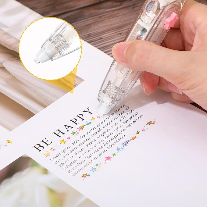 12 Pcs Decorative Tape Pen, Cartoon Animals Press Type Correction Tape, Decorative Roller Pen DIY Creative for Back to School Gifts, Rewards, Scrapbooking, Christmas Stocking Stuffers