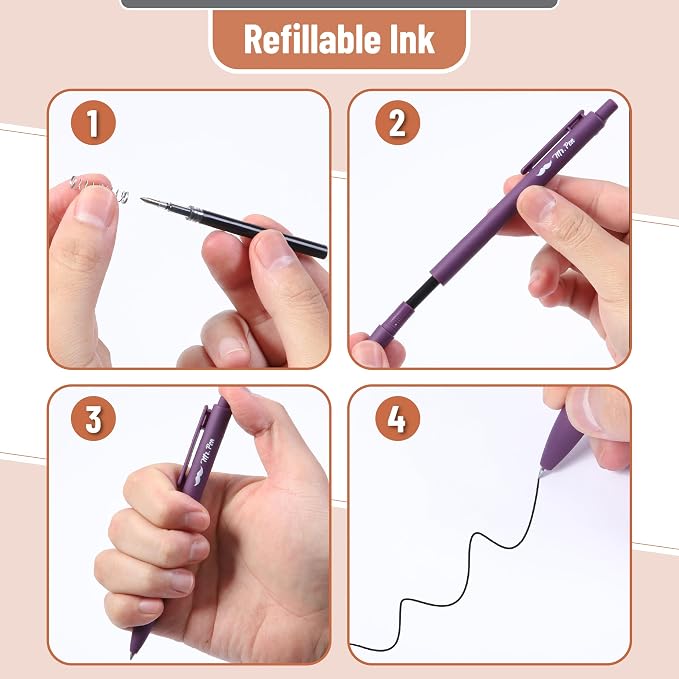 Mr. Pen- Retractable Gel Pens, 12 Pack, Black Ink, Earthly Neutrals Barrel | Fine Point 0.5mm, Fast Dry, Smooth Writing, Cute Pens for Drawing, Writing Planner and School Supplies