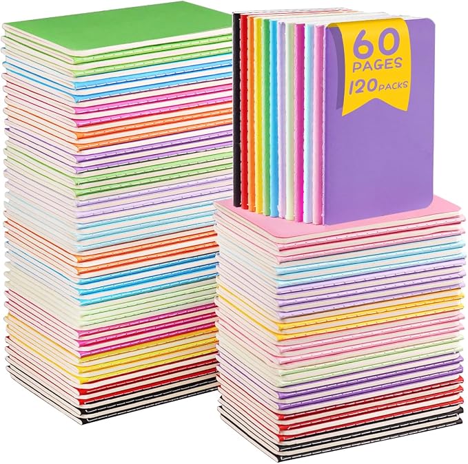 Gwybkq Small Lined Notepads Bulk 120 Pack (30 Sheets/60 Pages) Mini Journal Pocket Notebooks Set Colorful Cover Notebooks for Kids 3.5 x 5.5 Inches