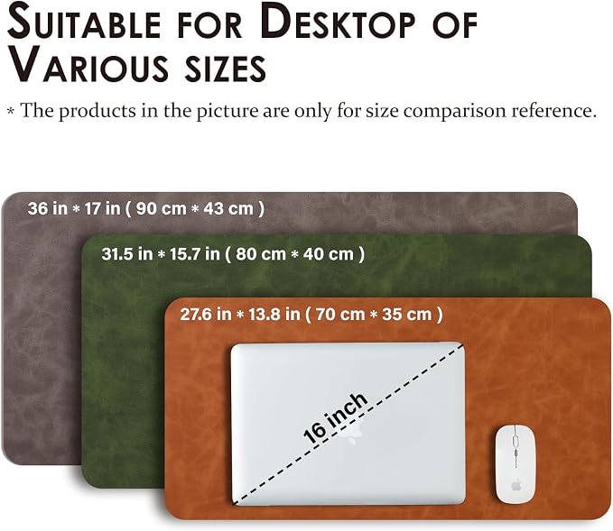 Distressed Leather Desk Mat - Non-Slip PU Desk Pad for Office and Home - Desk Organization and Accessories - Ideal for Large Mouse Pad and Desk Mats on Top of Desks(Ash Gray,27.6"x 13.8")