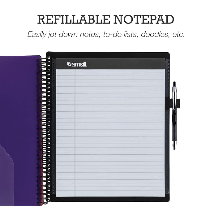 Samsill Spiral Folder Organizer - 12 Dividers & 24 Pockets with Notepad Holder, Multi Pocket Color Cordinated Folder Binder with Customizable Tabs, Document Organizer (Basic)