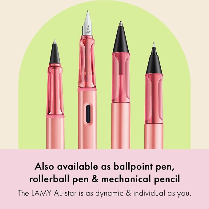 LAMY AL-star flamingo - Fountain Pen with ergonomic grip & polished steel nib in size F - lightweight aluminum body - including LAMY T 10 blue cartridge - Right-Handed