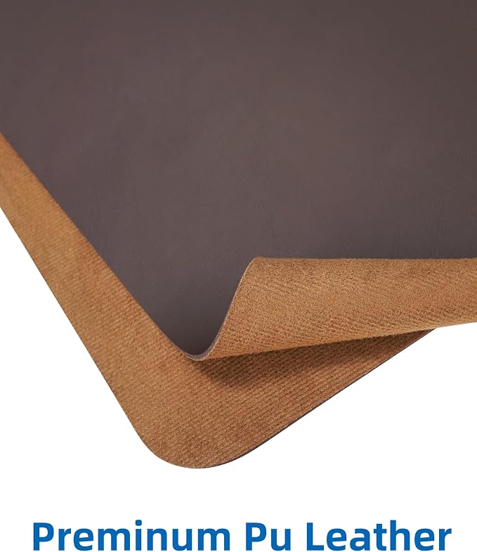 Leather Desk Pad Blotter,Mouse Pad,Office Desk Mat, Non-Slip PU Leather Desk mat,Large Desk mat,Waterproof Keyboard mat for Office/Home/Decor (Coffee,35" x 17")