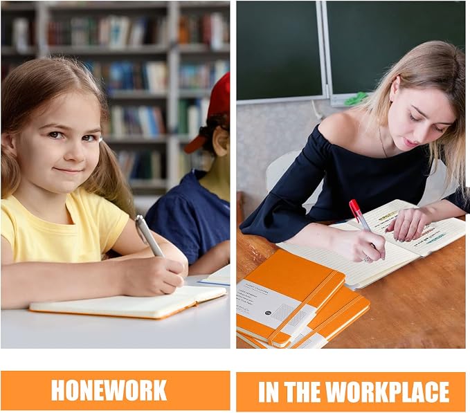 Lined Journal Notebook, 10Pack Hardcover Notebook for Men & Women – Journals for Writing, Work, School, Home & Daily Notes, 160 Pages – Medium A5, 5.7"x8", 100 gsm Thick Paper (Orange)