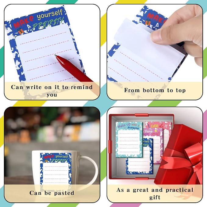 Yinder 24 Pcs Inspirational Sticky Notes, Back to School Supplies, Cute Motivational Sticky Notes Pad Employee Appreciation Gifts Bulk for Teacher Coworker Office 3 x 3'' (Inspirational,Colorful)