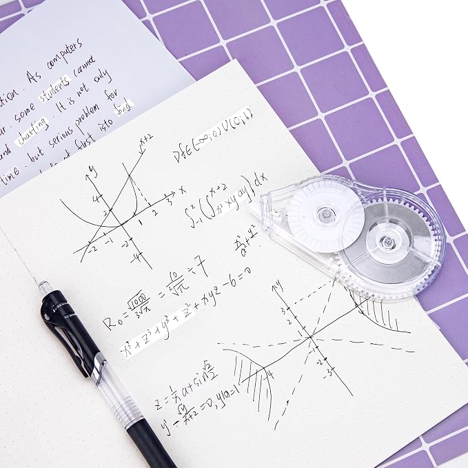 2 Pcs Correction Tape, 98.43 Ft White Wrong Out Tear-Resistant Bulk, Instant Corrections Easy To Use Applicator for School, Office, Note Taking, Journal (Tape Width 0.2 in，Clear)