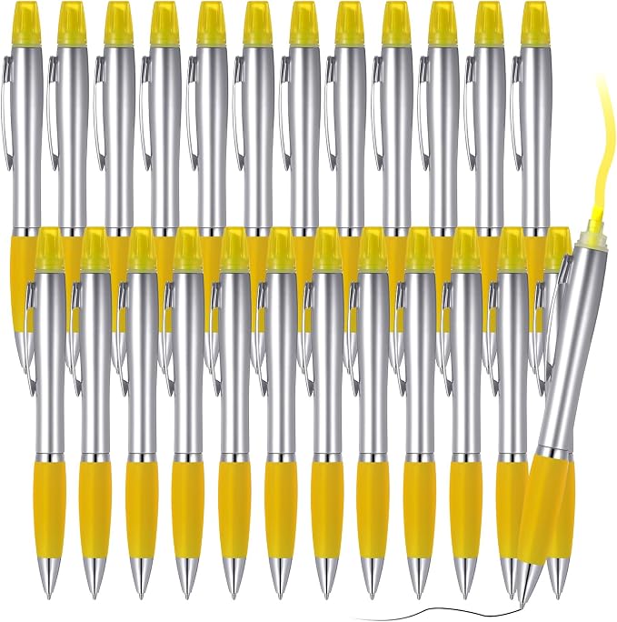 Colarr 30 Pcs Highlighter with Ballpoint Pen Combo Chisel Tips Pen Highlighter Combo for Student Office Writing Coloring Underlining Highlighting(Yellow)