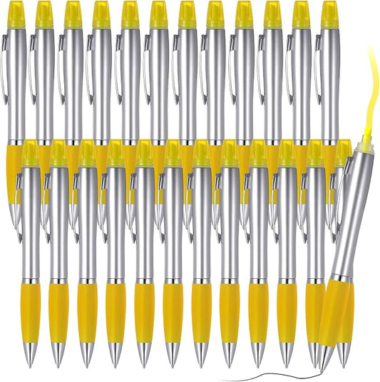 Colarr 30 Pcs Highlighter with Ballpoint Pen Combo Chisel Tips Pen Highlighter Combo for Student Office Writing Coloring Underlining Highlighting(Yellow)