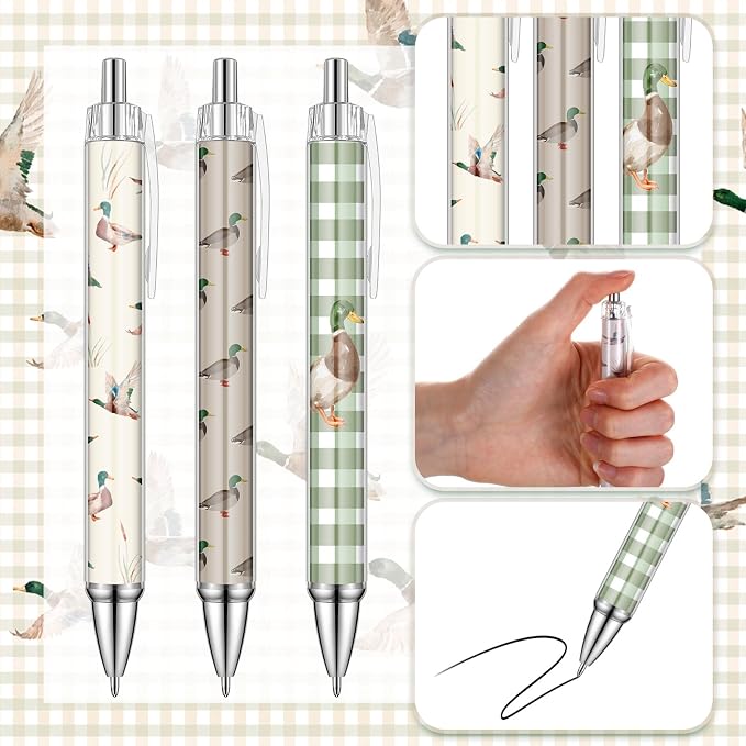 Sabary 18 Pcs Stationery Set, 12 Aesthetic Pens & 6 Sticky Notes, Valentines Gifts, Baby Shower Party, Cute Office School Supplies, Gifts for Women Students Nurses Teachers Coworker(Mallard Duck)