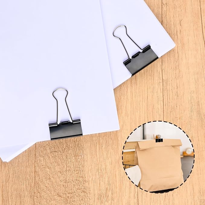 Binder Clips Paper Clamps Assorted Sizes 140 Count,4 Sizes in One Pack, Large, Medium, Small and Micro Binder Paper Clips for Office, Home, School Supplies