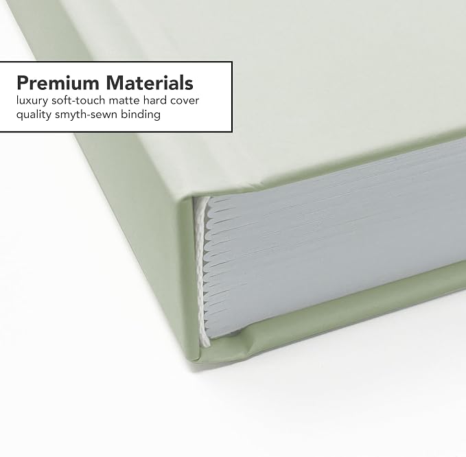 CovoBook™ Blank Hardcover | Premium Sketchbook Journal Guest Book | Photo Prop Home Decor (Sage, Size 9)