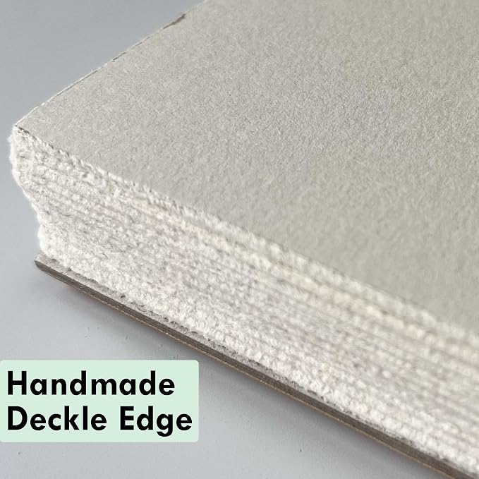 tumuarta Deckle Edge Paper Sketchbook, 92 LB, 150 GSM, 80 Sheets Mixed Media Paper, Acid Free, Handmade Journal Hardbound Vintage Sketch Book for Pencil, Ink, Markers, Acrylic and More (8" X 8")