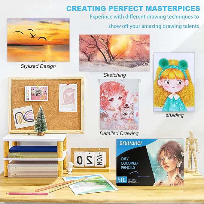 LBW 50 Skin Tone Colored Pencils for Adult Coloring Pencils, Oil Based Soft Core Professional Color Pencils Set for Artists Beginners Drawing Coloring Sketching Blending