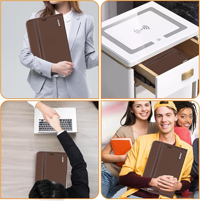ENGPOW Expanding File Folder,Fireproof 13 Pockets Document Organizer Bag | Accordion File Organizer with Zipper＆Labels,Portable Home Travel Safe Storage for Important Files,Papers,Letter Size,Brown