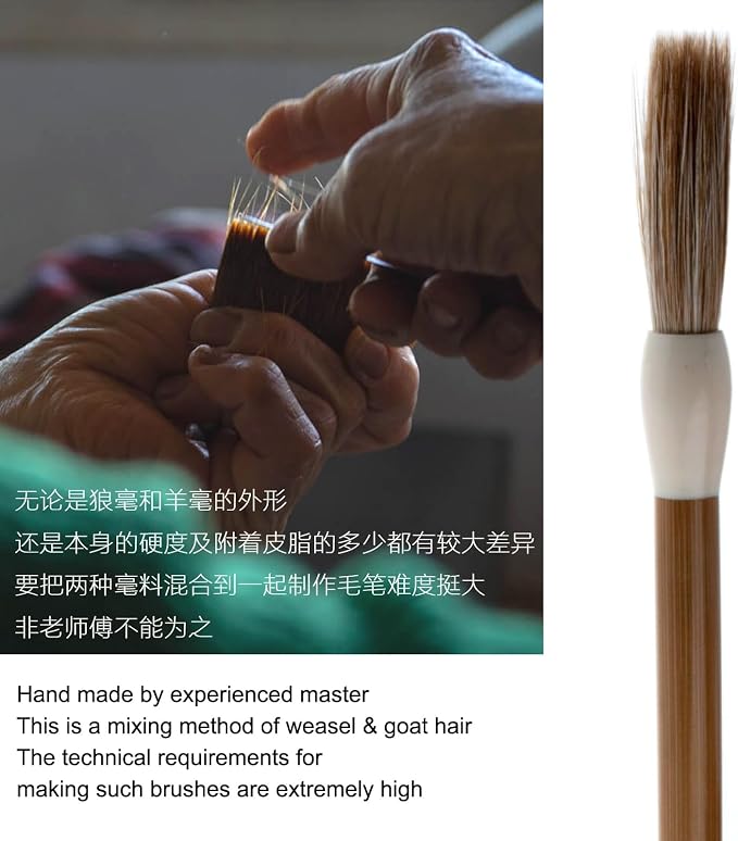 Chinese Calligraphy Brush, Weasel Hair Chinese Brushes, Calligraphy Sumi Brush for font 5-8cm, Seal/Clerical/Regular/Running/Cursive Script, Japanese Kanji. QingYi Medium 1pc