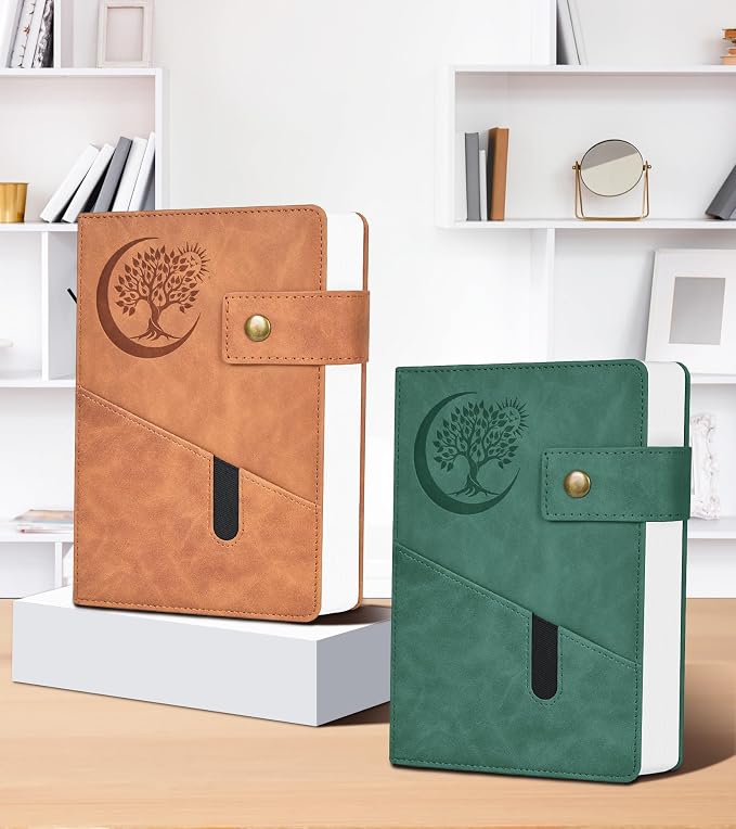PAIBAS 8.5 x 11 Lined Notebook Journal 366 Pages Leather Journal for Men | Big notebook with 100gsm lined notebook paper college ruled, 3 ribbon bookmarks, front pocket slot & snap button.