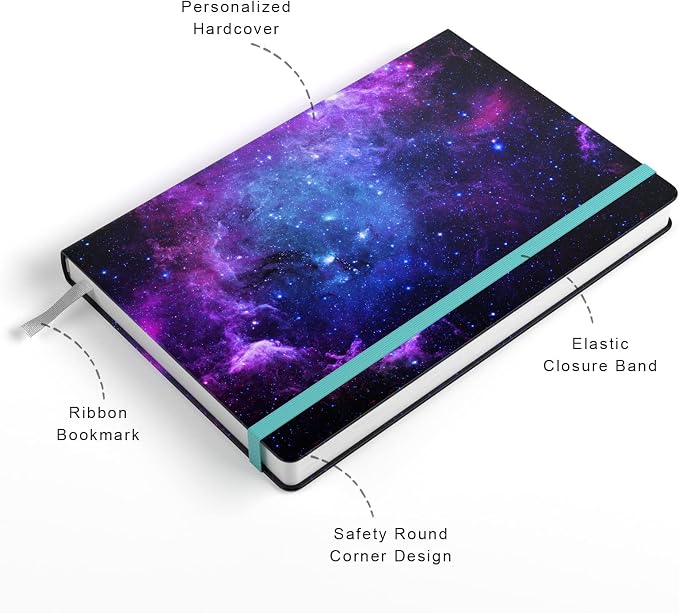 Lined Journal Notebook, Hardcover Journal for Women, Medium 5.7 x 8.4 in, 160 Pages Thick Paper, Cute Aesthetic Floral College Ruled Notebook for Writing Journaling Work School Office, Nebula
