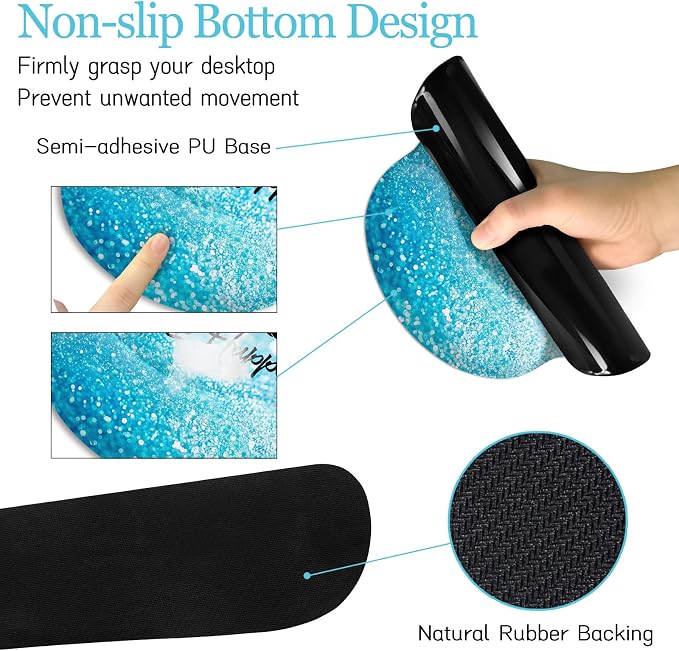 LIMKRIAN Desk Mat Pad Set, Large Mouse Pad with Wrist Rest, Stay Positive | Ergonomic Mouse Pad, Gaming Computer Keyboard Mat Wrist Support, Coaster, Home Office Desk Accessories Decor Supplies