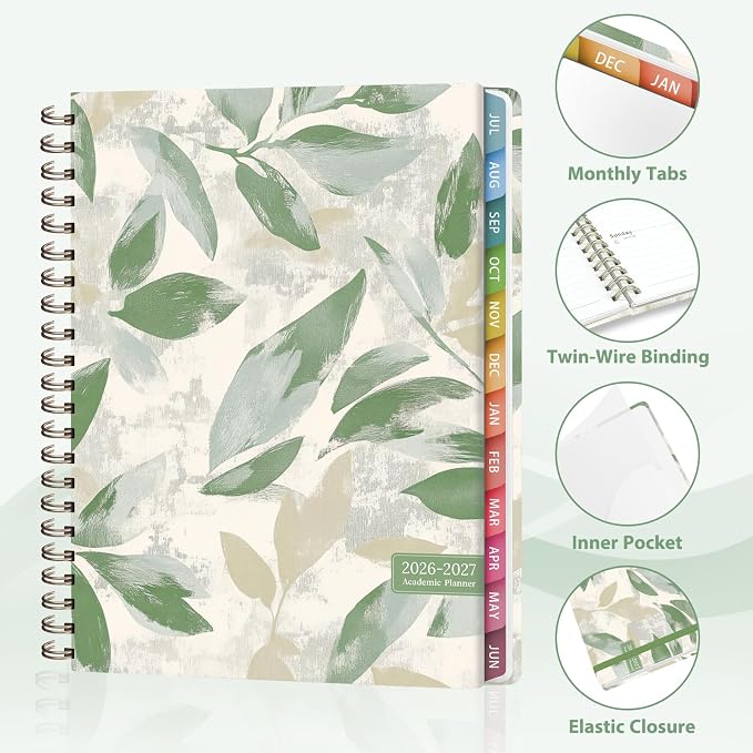 Planner 2026-2027, Weekly and Monthly Academic Planner, July 2026 - June 2027, Hardcover Calendar Agenda Book for School Year Planning, School Supplies for Teacher and Student, Letter Size(8.5'' x 11'')