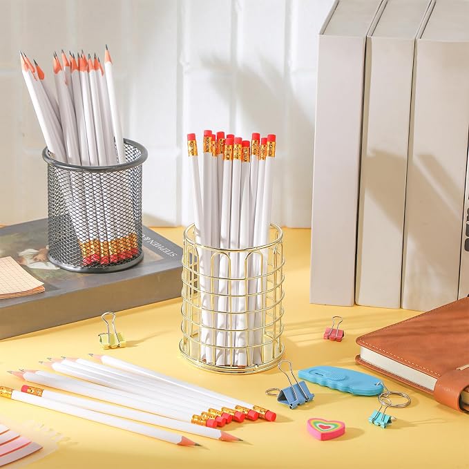 Tinlade 50 Pcs White Triangular Grip Pencils Wood Wedding Pencils HB Graphite Pencil Pack Eraser for Baby Shower Drawing Sketching Bridal Shower Office Supplies