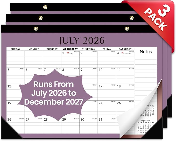 3 Pack of Desk Calendar 2026-2027, 18-Month Calendar Runs from July 2026 to December 2027, Large 17" x 12" Monthly Desktop & Wall Calendar for Home & Office - Boho