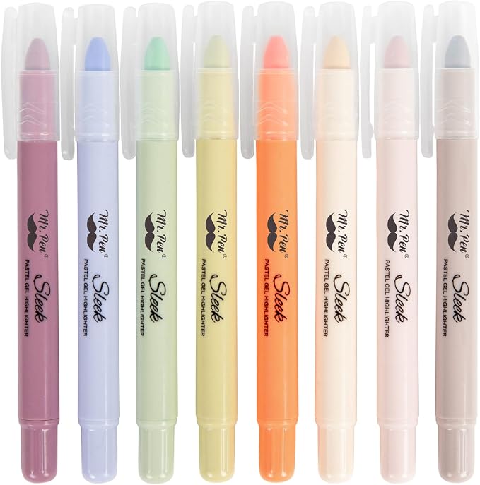 Mr. Pen- No Bleed Gel Highlighters, Pastel Colors, 8 Pack | Bible Highlighters and Pens No Bleed, Bible Markers for Study, Journaling, School Supplies and Accessories