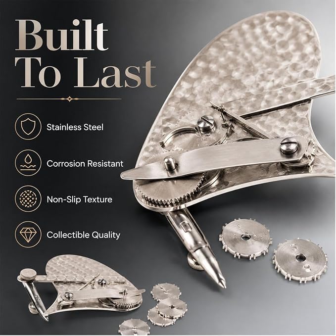 Mechanical Gear Train Ruling Pen, The Blueprint Drafting Tool, Vintage Precision Dotting Pen Set: with 4 Interchangeable Dotting Wheels, Perfect for Blueprint Restoration and Technical Drawing (#B)