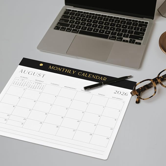 Aesthetic 2026-2027 Desk Calendar - Runs From January 2026 Until July 2027 - Minimalistic Office Desktop/Wall Calendar 14.5"x11.5" for Easy Organizing