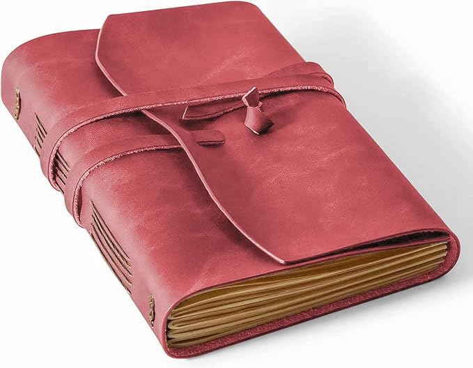 RILIHO Leather Journal for Women - A5 Notebook 6x8.1 Inch, Genuine Leather Diary for Writing, Vintage Style, Ideal for Men and Women, Artists, Travelers, Red