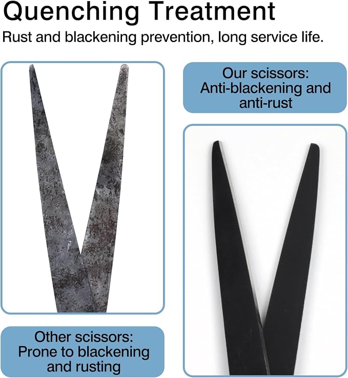 Black All-Purpose Office Scissors – Sharp Stainless Steel Blade Shears with Straight ABS Handle for Home, School & Craft Use