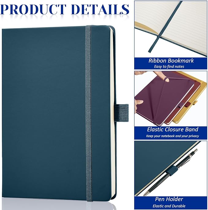 Laumoi 14 Pack Hardcover Journal Notebooks Bulk A5/A4/B5 Journaling Notebook Wide Ruled PU Leather Ruled Lined Journals with Pen Holder for School Business Work Writing (Retro Color,A5)