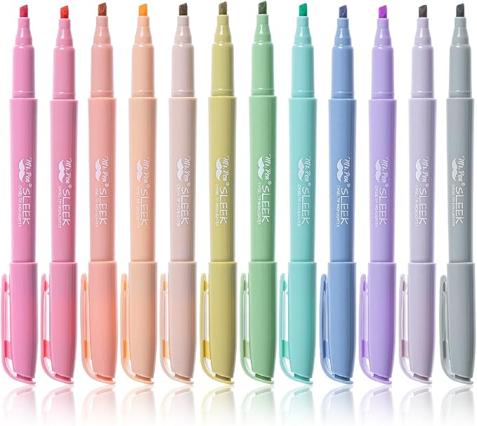 Mr. Pen- Highlighters, 12 Pack, Pastel Colors, Chisel Tip, Quick-Dry | Smear-Resistant, Odorless Highlighters for School, Office & Journaling
