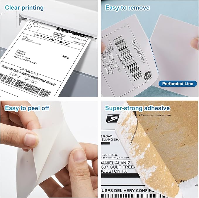 9527 Product 4x6 Direct Thermal Shipping Labels for Zebra 2844 ZP-450 ZP-500 ZP-505,Blank,450 Labels/Roll, 1" Core,Total 6 Rolls