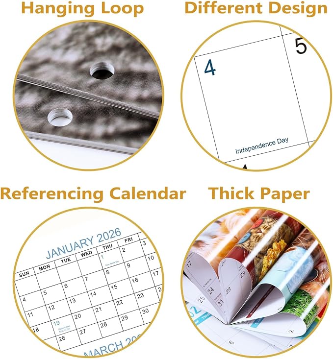 Calendar 2026-2027 - Wall Calendar 2026-2027, JUL 2026 - DEC 2027, Funny Cats Calendar 26-27, Wall Calendar 18 Month, Funny Cat Memes Pics, 12'' x 24'' (Open), Unruled Block, Hanging Hole, Holidays