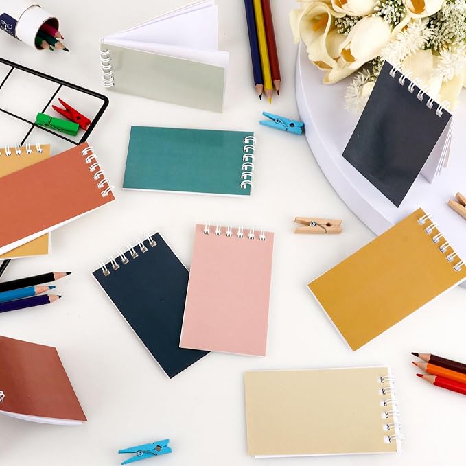24 Pack Mini Notebooks for Kids Small Spiral Journal Notepads Party Favor | 3.9x2.4 Colorful Pocket Writing Memo Note Pads with Lined Pages for Men Women Work Schools Classroom Home Office Supplies