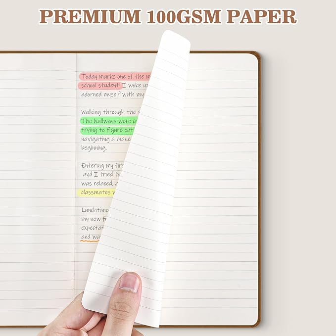 OMEYA Hardcover Journal Notebooks for Work: 4 Pack, A5 100gsm Lined Paper | Multicolor, 5.7" x 8.3", PU Leather Cover, Notebooks for Office, School, Meetings, Daily Plans and Personal Journaling