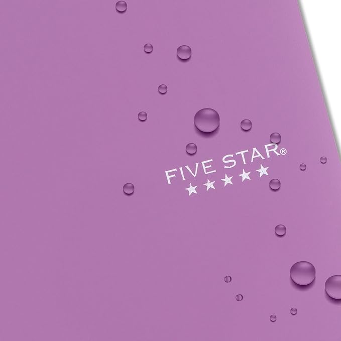 Five Star Spiral Notebook + Study App, 5 Subject, Wide Ruled Paper, 8" x 10-1/2", 200 Sheets, Fights Ink Bleed, Water Resistant Cover, Amethyst Purple (38739) (Pack of 6)