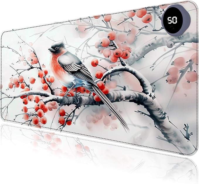 Heated Mouse Pad with 3 Levels Heated & 3 Hours Auto Shut-Off Mouse Pad for Warming Hands in Office Home, 31.5" x 13"Large Safe Desk Mat Hand Warmer，Ink Magpie