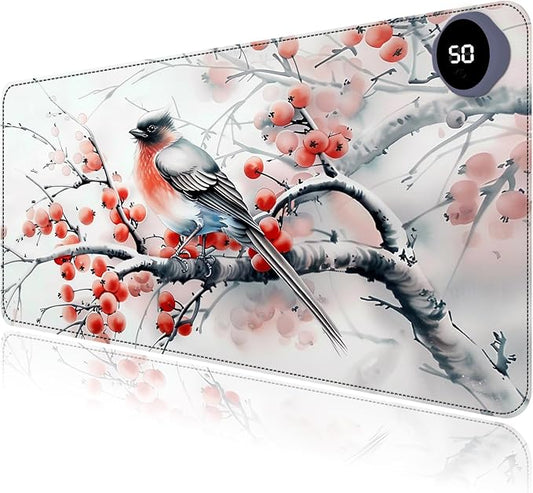 Heated Mouse Pad with 3 Levels Heated & 3 Hours Auto Shut-Off Mouse Pad for Warming Hands in Office Home, 31.5" x 13"Large Safe Desk Mat Hand Warmer，Ink Magpie