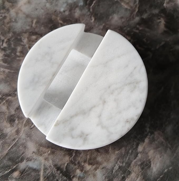fashciaga Luxurious Marble Cell Phone Stand Holder for Cellphone Tablet On Desk, Countertop, Table, Nightstand. Heavy Real Stone Mobile Phone Stands (Hollow)