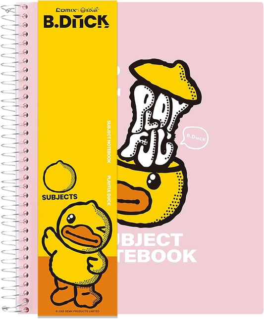 Comix Plastic Cover 5 Subject Notebook, 200 Sheets 8-1/2" x 11" College Ruled Notebook with 5 Dividerfor Office/School/Home, Pink