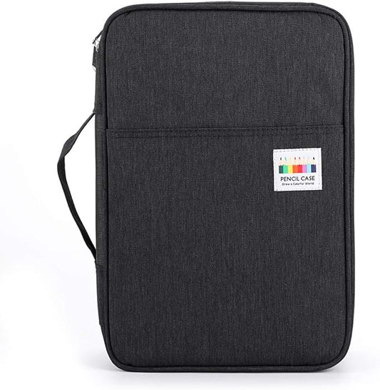 BTSKY Colored Pencil Case 300 Slots Pen Pencil Bag Organizer with Handy Wrap Portable- Multilayer Holder for Crayola Colored Pencils & Gel Pen(Black)