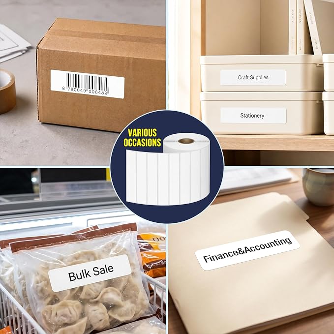 L LIKED 4" x 1" Direct Thermal Labels, Permanent Adhesive Barcode Shipping Labels & Compatible with Rollo, Zebra and Other Desktop Printers (12 Rolls, 16800 Labels)