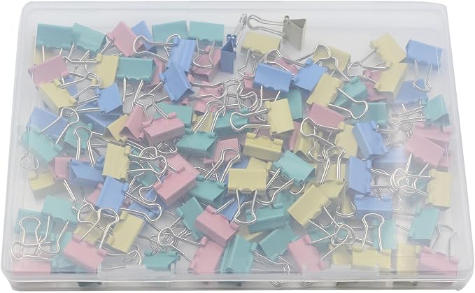 120 Pcs Small Multicolour Binder Clips, Paper Clamps for Office Work School and Home Supplies (120)