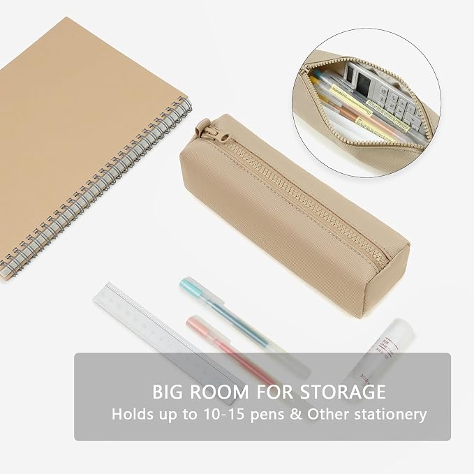 Pencil Case Lightweight and Durable Ideal Pencil Pouch for School and Office Supplies (Khaki,Oxford)