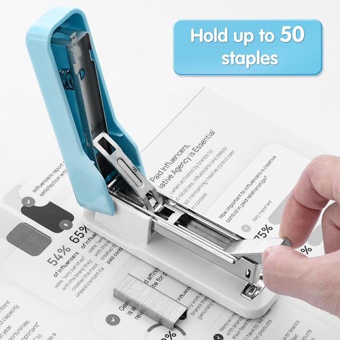 M&G Desktop Stapler, Basic Office Stapler with 1000 Staples, 20 Sheet Capacity, Portable Small Desk Staplers for School Home Office (Blue)