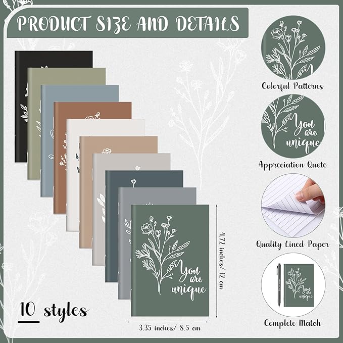 Affrolling 100 Pcs Inspirational Notebooks Bulk Motivational Mini Notepads with Pen Aesthetic Back to School Gift for Students Teacher Nurse Employee Coworker Office Classroom Rewards (Neutral Colors)